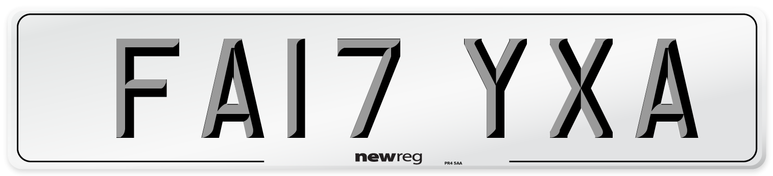 FA17 YXA Number Plate from New Reg